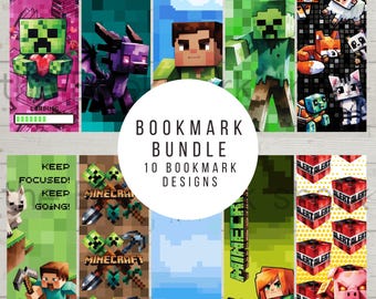 Marque-pages Minecraft | Cadeau pixel art pour gamer (téléchargement numérique)