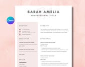 Canva Resume Template 2026, Modern Resume Bundle, ATS Friendly CV and Cover Letter, Editable Professional Design