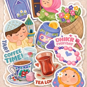 Hand Drawn Ramadan Stickers, Islamic Planner Journal Clipart (Digital Download)