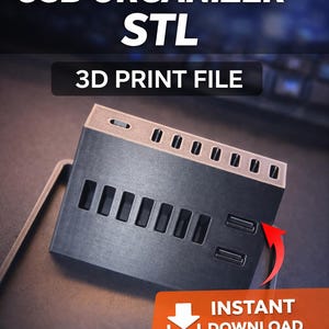 USB-Organizer (STL-Datei) – Schreibtischhalterung für USB-A, USB-C und microSD mit Ablagefach – 3D-Druck-Download
