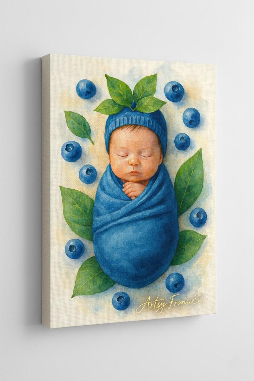 Baby Raspberry Print Blueberrybaby-whimsical Blueberry Baby Art .instant Download Print ...