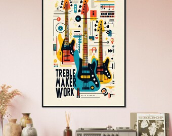 Abstract Guitar Framed Poster | Contemporary Music Wall Art | Ready to Hang