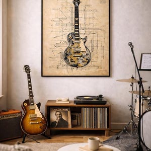 Les Paul Blueprint Poster | Vintage Patent Print | Digital Download