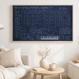 Modular Synthesizer Framed | Electronic Studio Decor | Synth Diagram Art