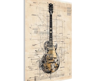Les Paul Leinwand Kunst | Vintage Patent Blueprint | Musik Poster | Geschenk für Ihn