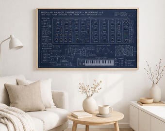 Modular Synthesizer Framed | Electronic Studio Decor | Synth Diagram Art