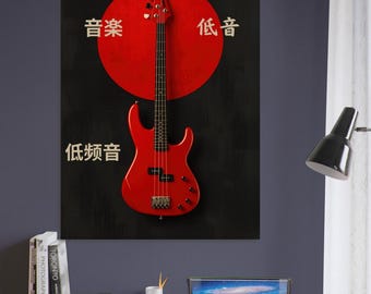 Minimalist Bass Poster | Bassist Diagram | Player Decor | Music Art