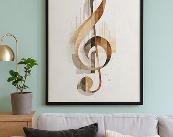 Treble Clef Poster | Japandi Minimalist Decor | Digital Download