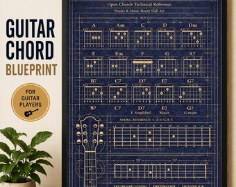 Guitar Chord Blueprint Framed | Practice Art | Ready to Hang