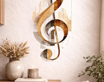 Treble Clef Poster | Japandi Minimalist Art | Music Symbol Decor | Musician Print