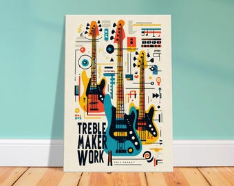 Abstract Guitar Canvas | Contemporary Diagram | Guitarist Decor | Music Art