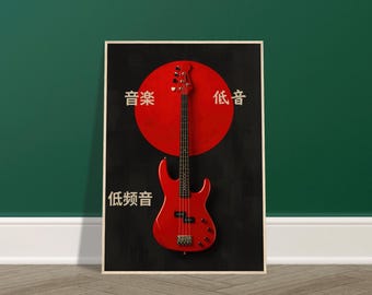 Minimalist Bass Framed Poster | Bassist Diagram | Player Decor