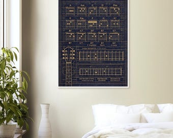 Guitar Chord Blueprint Framed | Practice Art | Ready to Hang