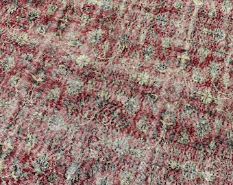 7x10 Vintage Red Floral Rug, Turkish Rug, living room Rug, Bedroom Rug, Kitchen Rug, Bohemian Rug,  Office rug,  Diningroom Rug