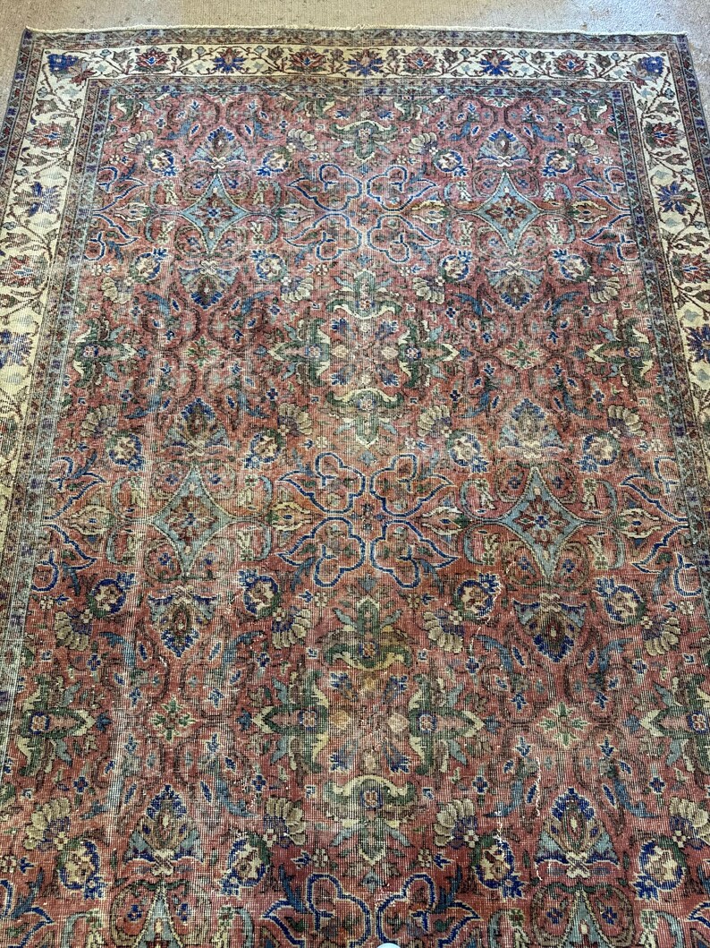 7x10 Oushak Rug, Turkish Wool Rug, living room Rug, Handmade Bedroom Rug, Playroom Rug afbeelding 13