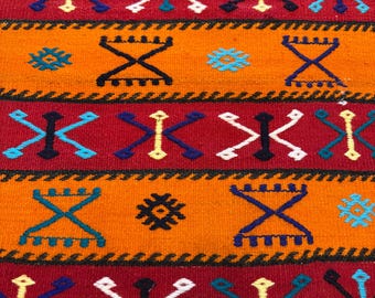 2x4 Table Runner Kilim Rug, Handmade Vintage Turkish Rug, Rugs for dining room