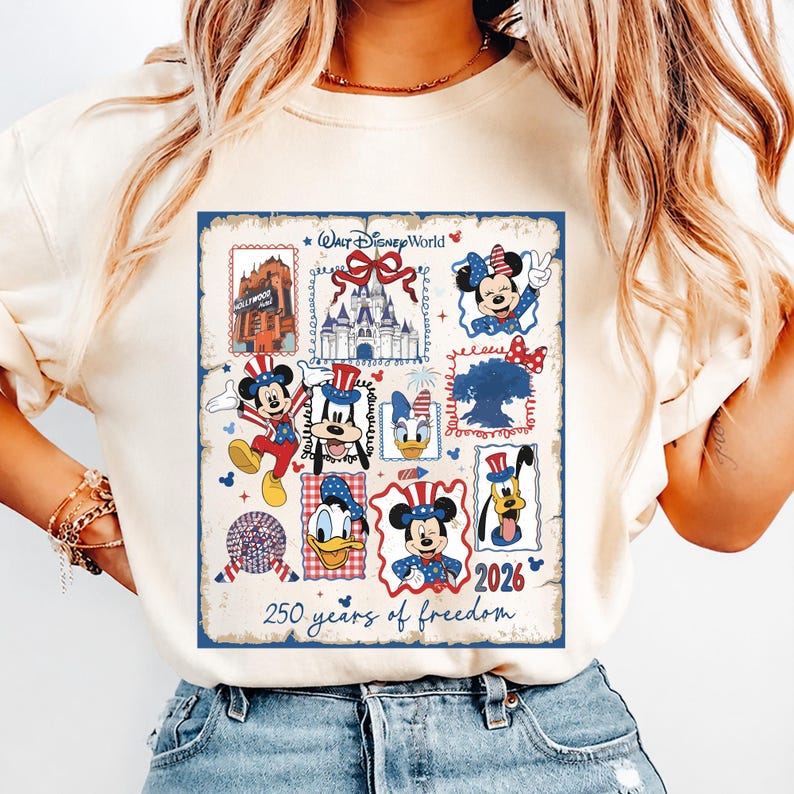 usa 250th shirt, america 250 celeb, fourth of july trip, disney trip tee, independence day, walt disney world, disneyworld 250th, disneyland 250th, disney usa shirt, 1776 2026 shirt, mickey and friends, disney parks 250, 4th of july disney