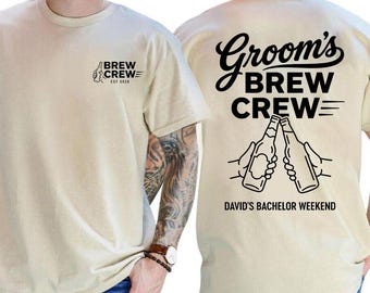 Bachelor Party Shirt Personalized Brewery Tour Tee Comfort Colors Groom’s Brew Crew T-Shirt Matching Groomsmen Outfit for Bachelor Weekend