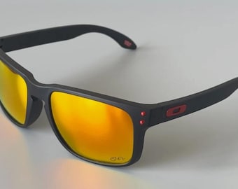 Oakley Holbrook OO9102 signature edition sunglasses frosted black frame red lens