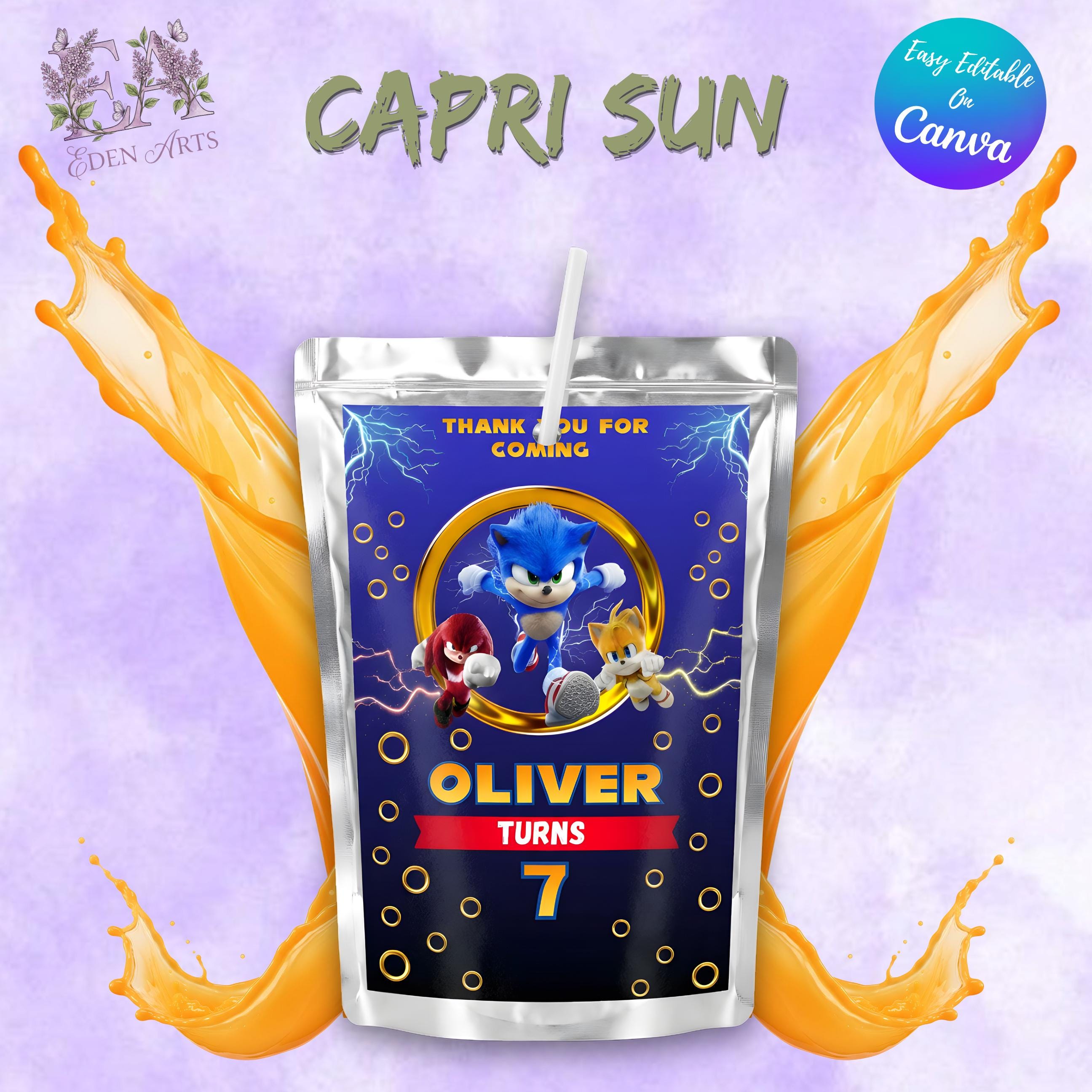 Editable Sonic Capri Sun Label, Sonic Hedgehog Birthday Party Favor ...