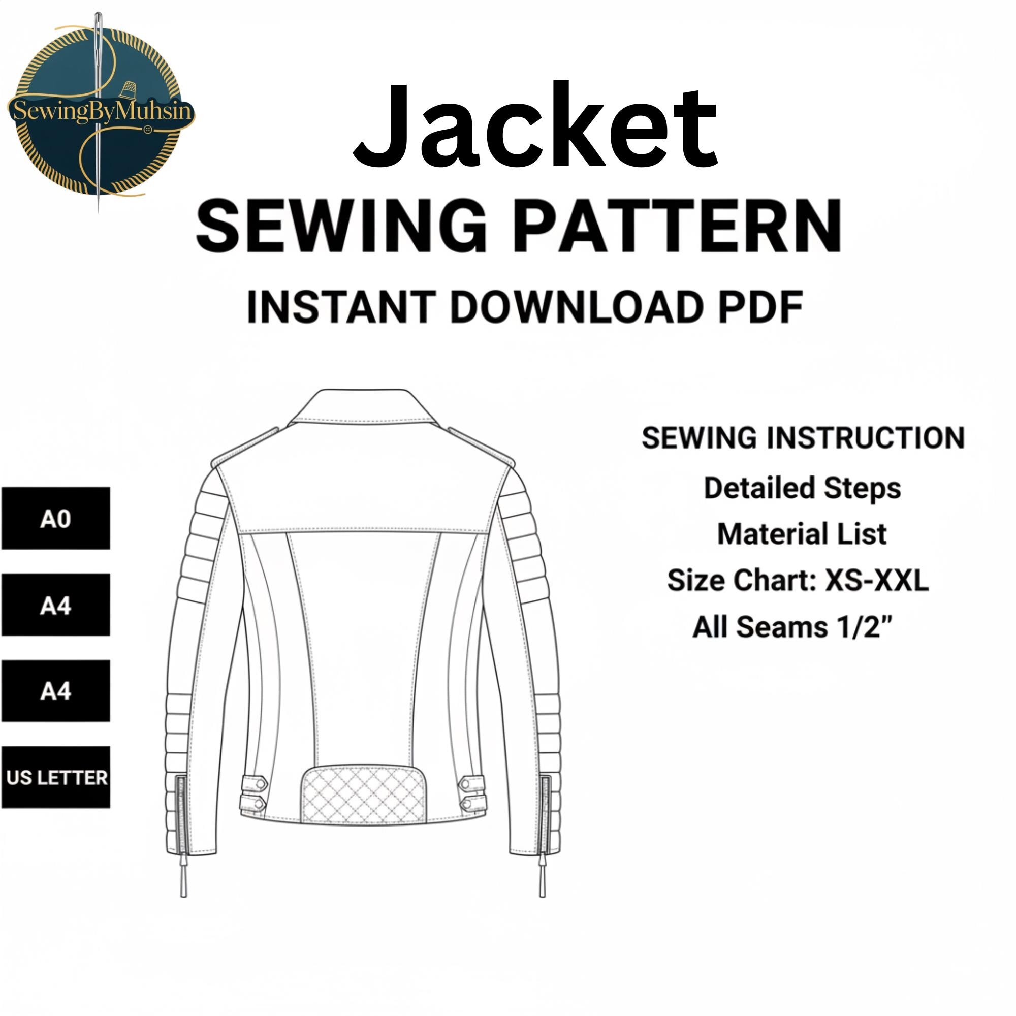 Leather Jacket Sewing | Pattern PDF | Printable Sewing | Step by Step ...