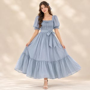 PDF-sömnadsmönster för Cherry Cottagecore-klänning, nybörjarklänning med smock och puffärm, fyrkantig halsringning, boho, vintage, volang, vårklänning bild 8