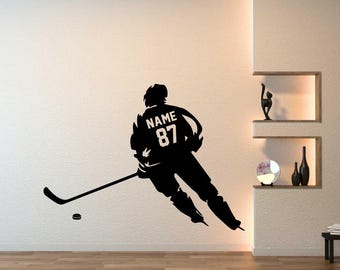 Personalisierter Hockeyspieler Wandtattoo - Dekor fürs Kinderzimmer