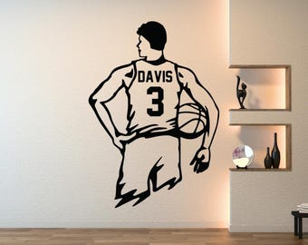 Vinilo decorativo personalizado de jugador de baloncesto: nombre y número personalizados