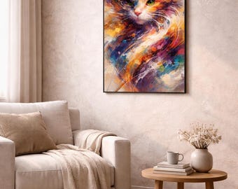 Abstract Animal Art,Cat Lover,Artistic Cat Portrait,Abstract Cat Print, Cat Printable Wall Art,Expressive Cat Artwork,Abstract Artwork