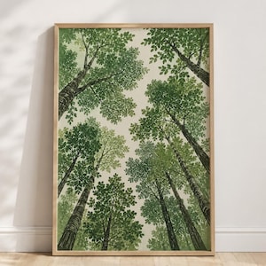 Blätterdach Wandkunst, Botanische Baum Spitze, Wald Natur Poster, Salbei Natur Poster, Salbei Botanische Wand Dekoration