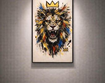 Basquiat-Inspired,Basquiat Lion King Art Print, Neo-Expressionist Graffiti, Basquiat Print,Graffiti Art, Basquiat Poster,(Digital Download)