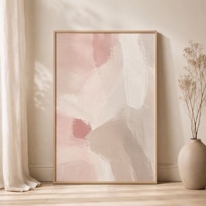 Blush Pink Abstract Wall Art, Neutral Textured Painting, Soft Beige Decor, Clean Girl Aesthetic Bedroom Print