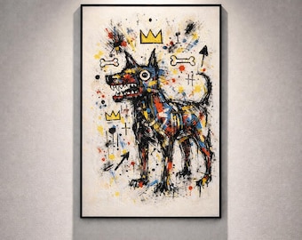 Basquiat-Inspired ,Graffiti Wall Art,Basquiat Style Dog Art Print, Graffiti Urban Art, Basquiat Poster(Digital Download)