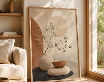 Poster giapponese, giardino zen giapponese, arte zen giapponese, decorazioni zen giapponesi, stampa giapponese, arte murale giapponese, minimalismo giapponese, decorazione Wabi Sabi