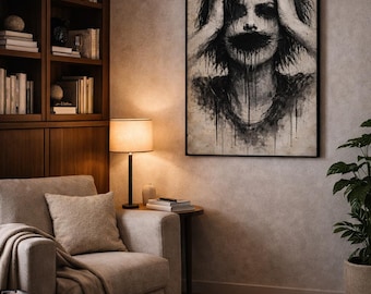 Dark Aesthetic Wall Decor,Gothic Home Decor,Dark Academia Decor, Dark Souls Wall Art,Abstract Face Art,Dark Aesthetic Posters