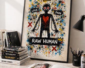 Basquiat-Inspired Graffiti Wall Art,Neo-Expressionist,Basquiat Wall Art, Basquiat Print,Graffiti Art Poster,Basquiat Poster,