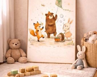 Nursery wall art,Kids Room Decor,Cozy Decor,Funny Prints,Children Room,Woodland Nursery Decor,Child Boy Room Art,Forest Nursery Decor