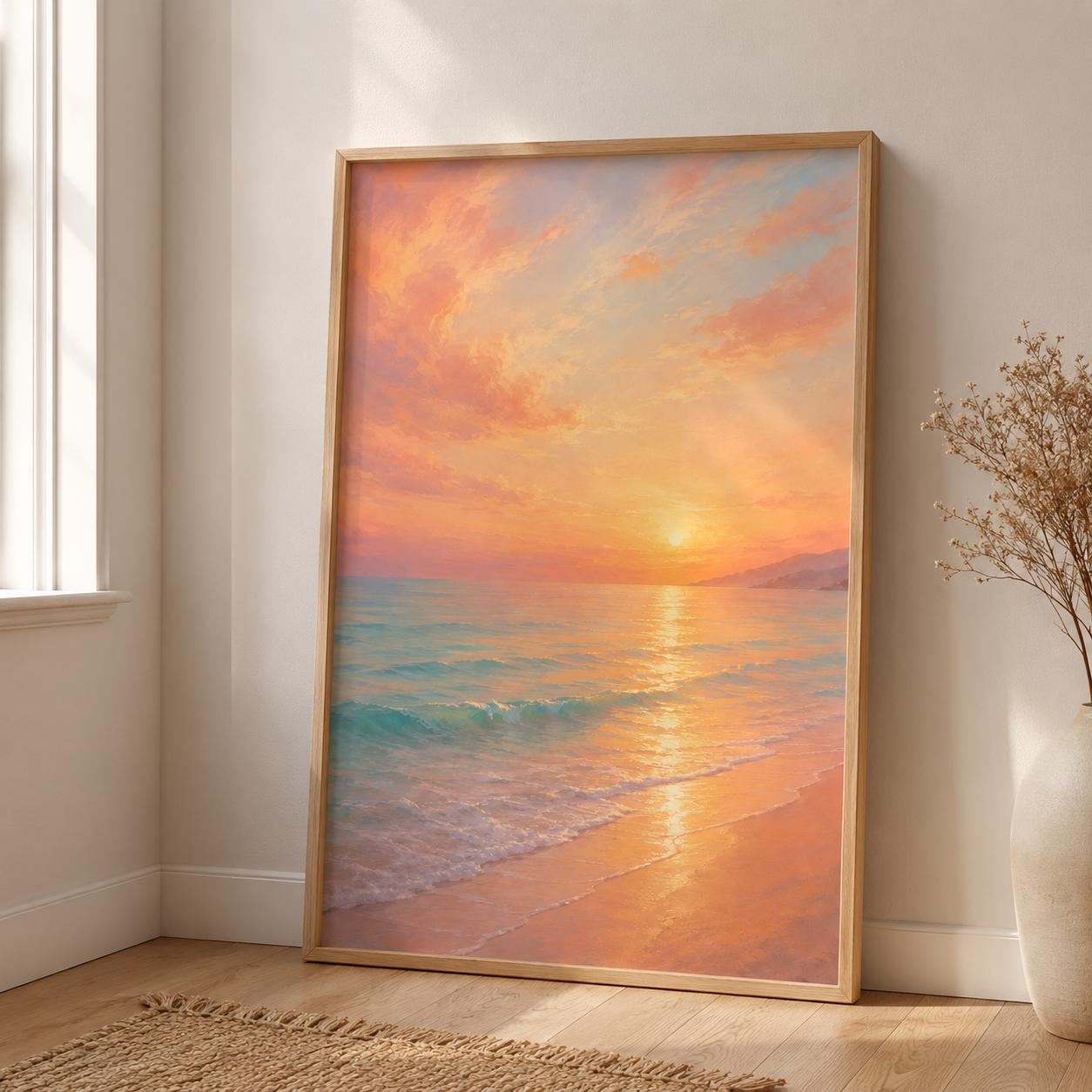 ピンクの夕焼けの絵 - Etsy 日本