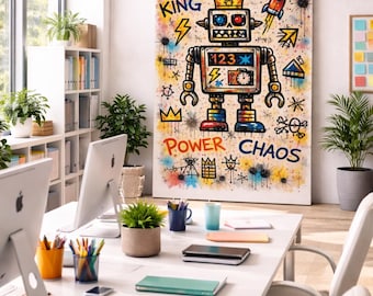 Basquiat-Inspired Graffiti Wall Art,Neo-Expressionist,Basquiat Wall Art, Basquiat Print,Graffiti Art Poster,Basquiat Poster,