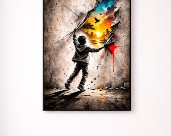 Bansky, Hope ,Street Art Print,Bansky Inspired,Banksy Style,Banksy Wall Art,Bansky Poster, Banksy Wall Art, Graffiti, Banksy Graffiti Art