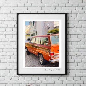 Jeep Wagoneer 1977, rara fotografía naranja leonada de Cape Cod, MA / Enmarcada 11x14 con paspartú 8x10 /