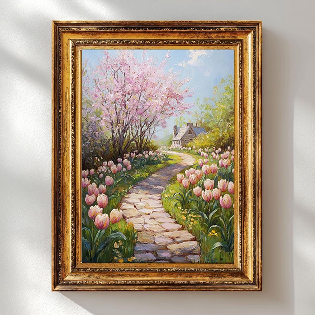 Spring Cottage Garden Pathway, Cottagecore Printable Art - Pastoral ...