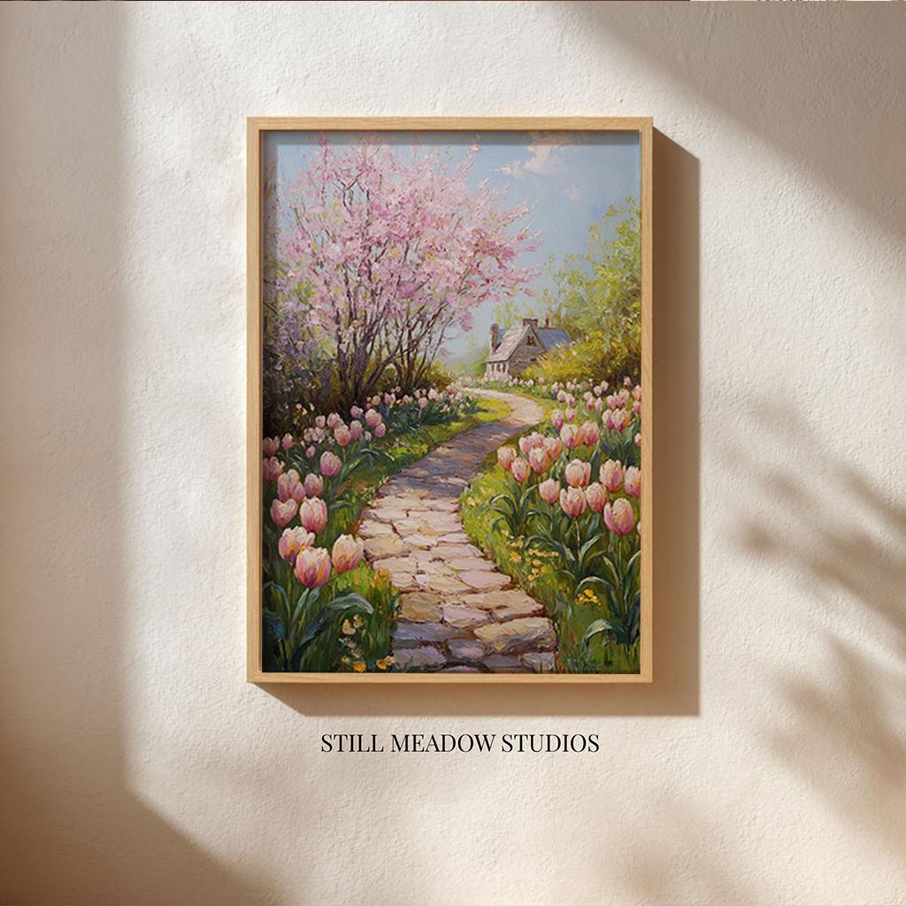 Spring Cottage Garden Pathway, Cottagecore Printable Art - Pastoral ...
