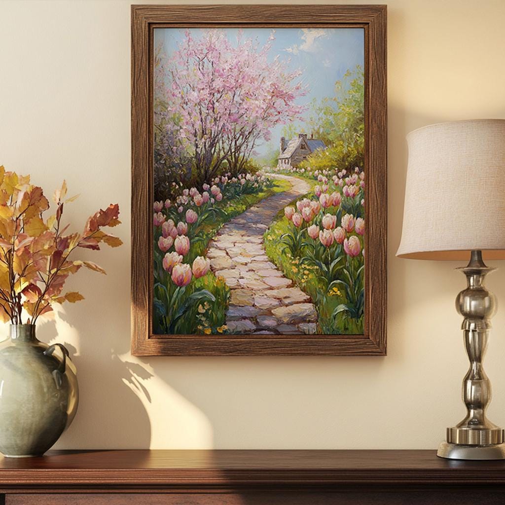Spring Cottage Garden Pathway, Cottagecore Printable Art - Pastoral ...