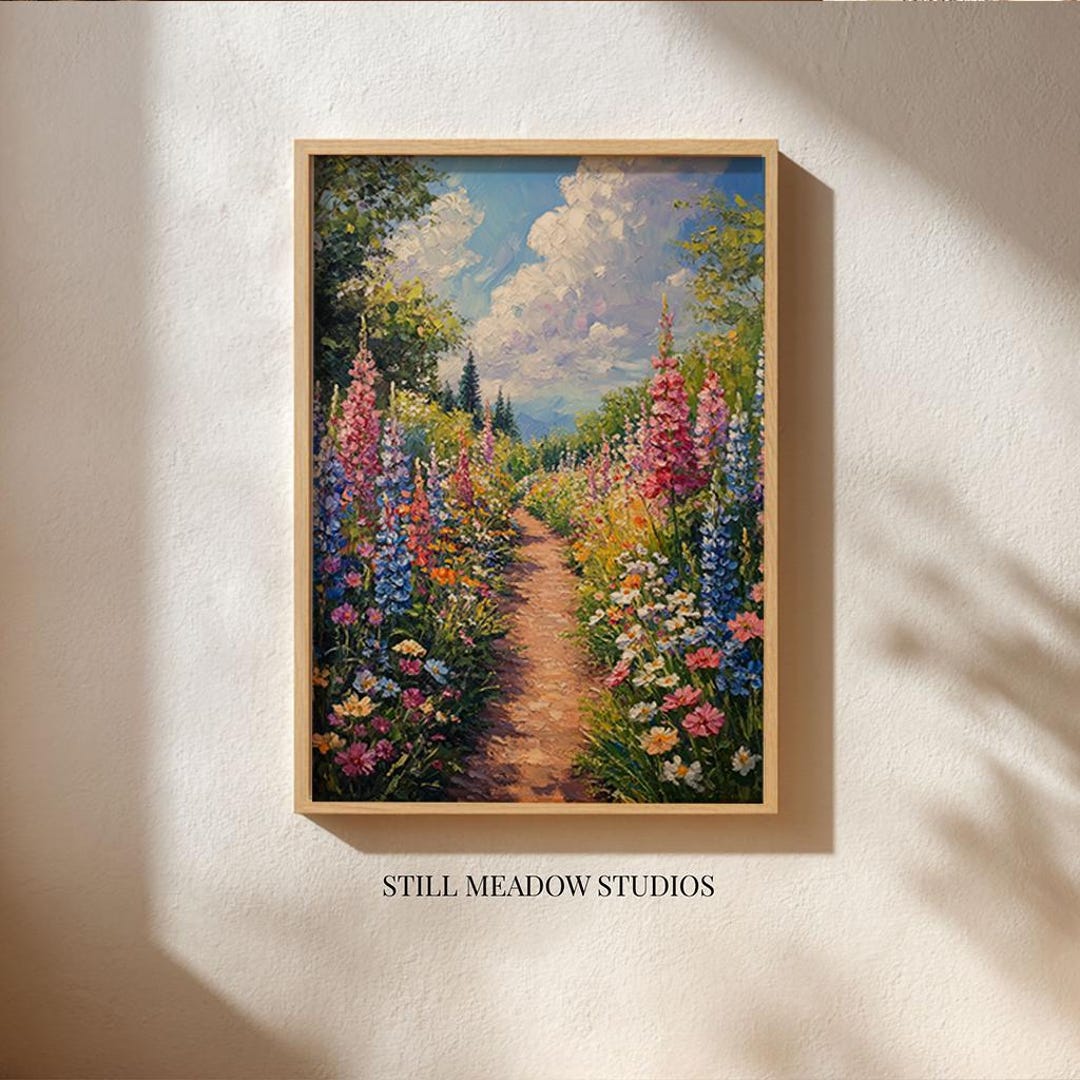 Sunlit Garden Pathway in Wildflower Meadow - Cottagecore Spring/summer ...