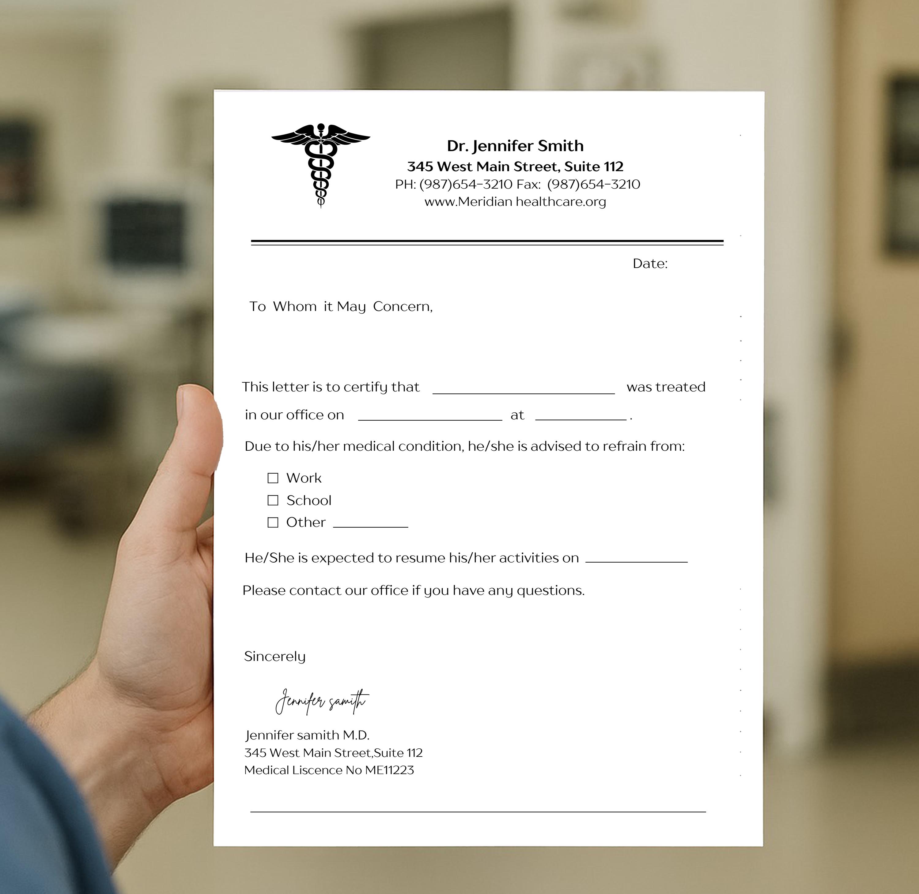 Editable Doctor's Excuse Note | Printable Medical Absence Form (canva ...
