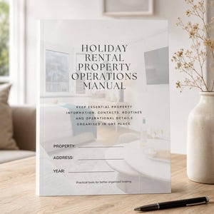 Holiday Rental Operations Manual: 18-Page Editable Canva Airbnb Property Management Template