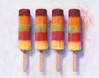 Rainbow Lolly Ices Giclée Print