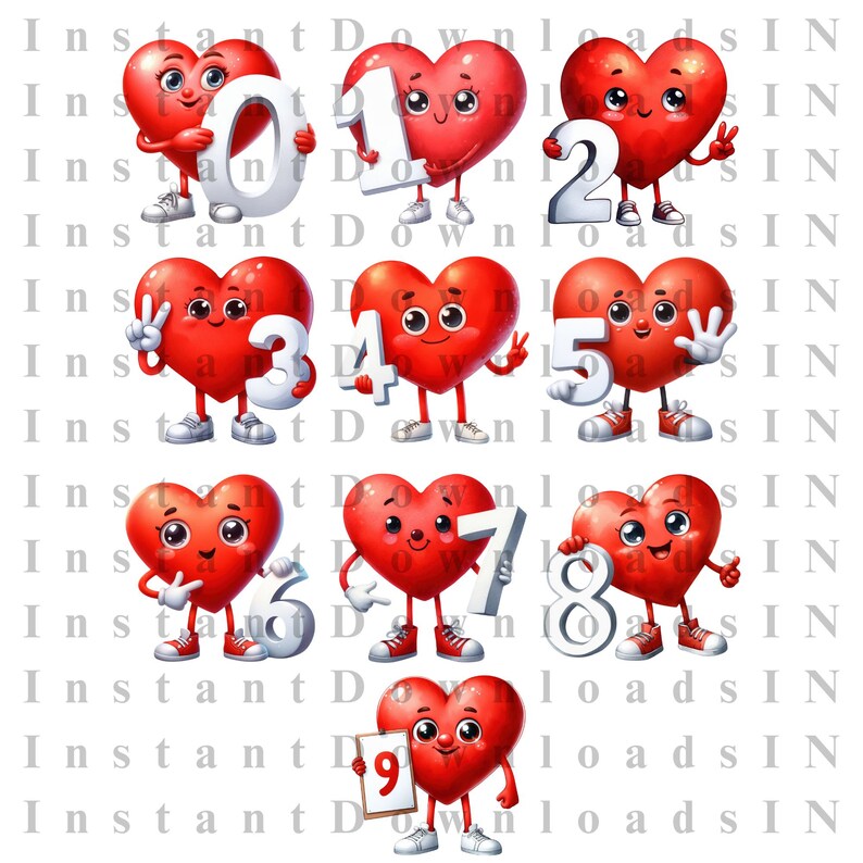 Love Alphabet Letters & Numbers PNG A to Z and 0 to 9 | Romantic Heart ...