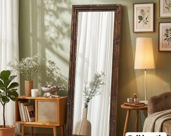 Full Length Solid Wood Mirror, 58"x22" Wall Mounted Leaner Mirror